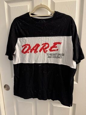 Recycled Karma Black & White D.A.R.E. Graphic Tee with Red Logo